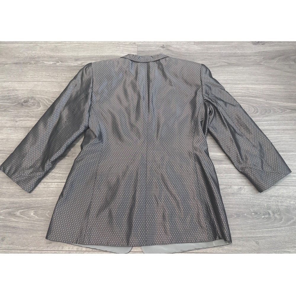 Armani Collezioni Blazer IT 44 / US 8 Silk Blend Gray Dot Jacquard Made in Italy - Picture 2 of 9